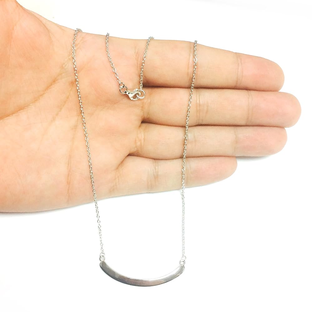 Amazon.com: Sterling Silver Curve Bar Necklace, 18